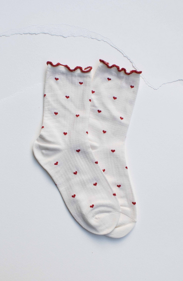 Tiepology Mini Heart Ruffle Socks