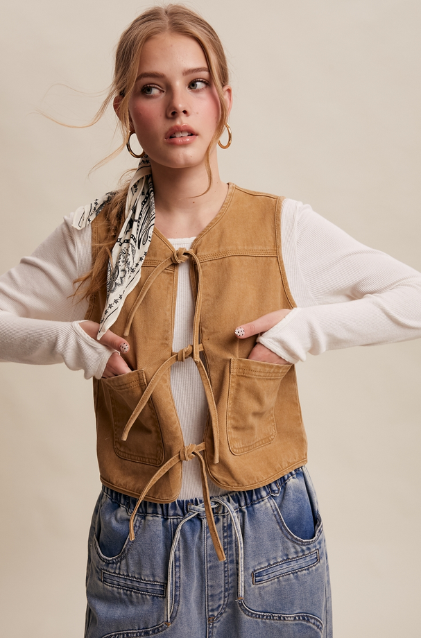 Listicle Tied Utility Vest