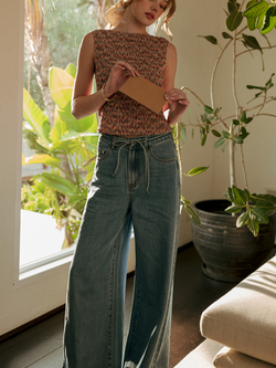 Miou Muse Super Wide Drawstring Jeans