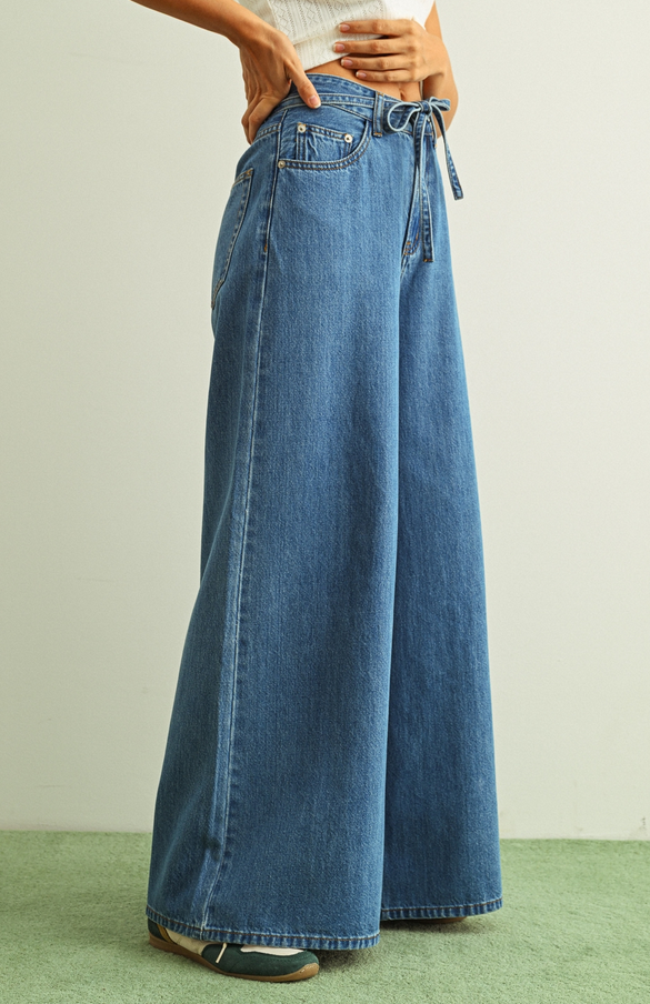 Miou Muse Super Wide Drawstring Jeans