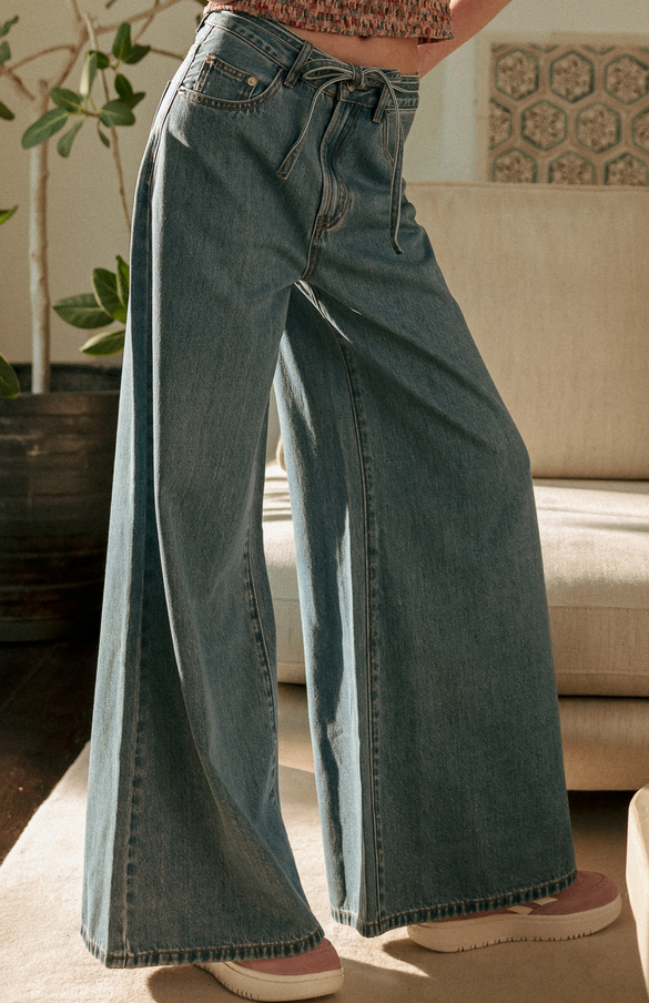 Miou Muse Super Wide Drawstring Jeans