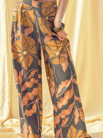 Miou Muse Foliage Print Linen Pants