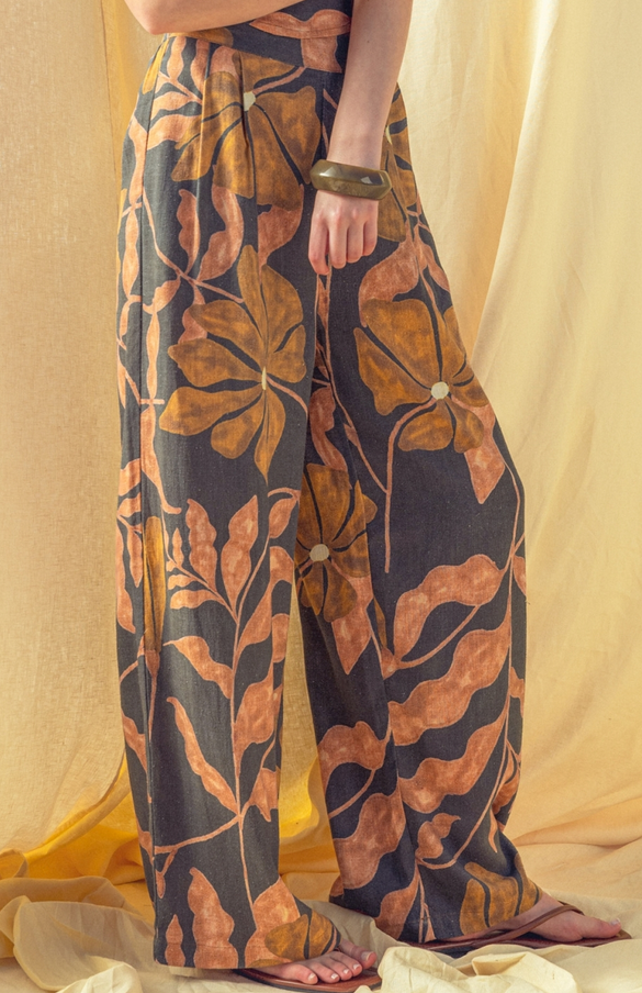 Miou Muse Foliage Print Linen Pants