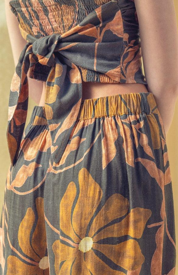 Miou Muse Foliage Print Linen Pants