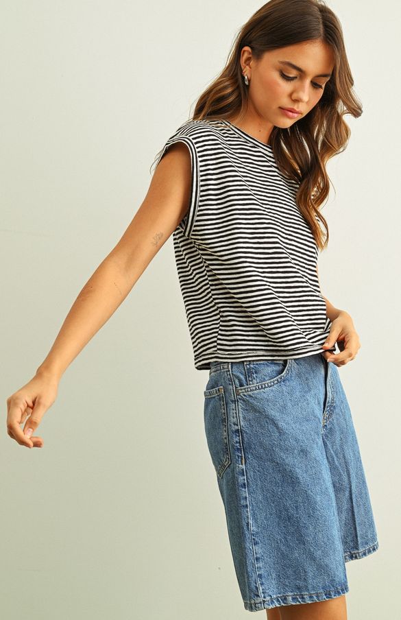 Miou Muse Sleeveless Striped Tee