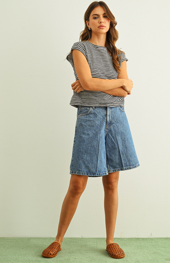 Miou Muse Sleeveless Striped Tee