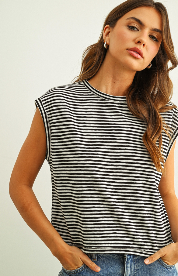 Miou Muse Sleeveless Striped Tee