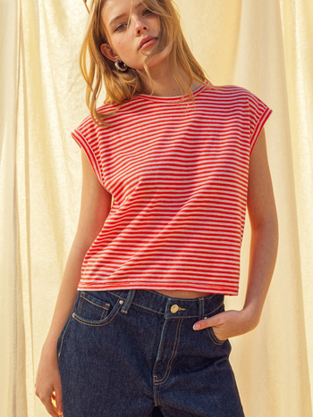 Miou Muse Sleeveless Striped Tee