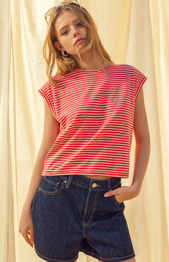 Miou Muse Sleeveless Striped Tee