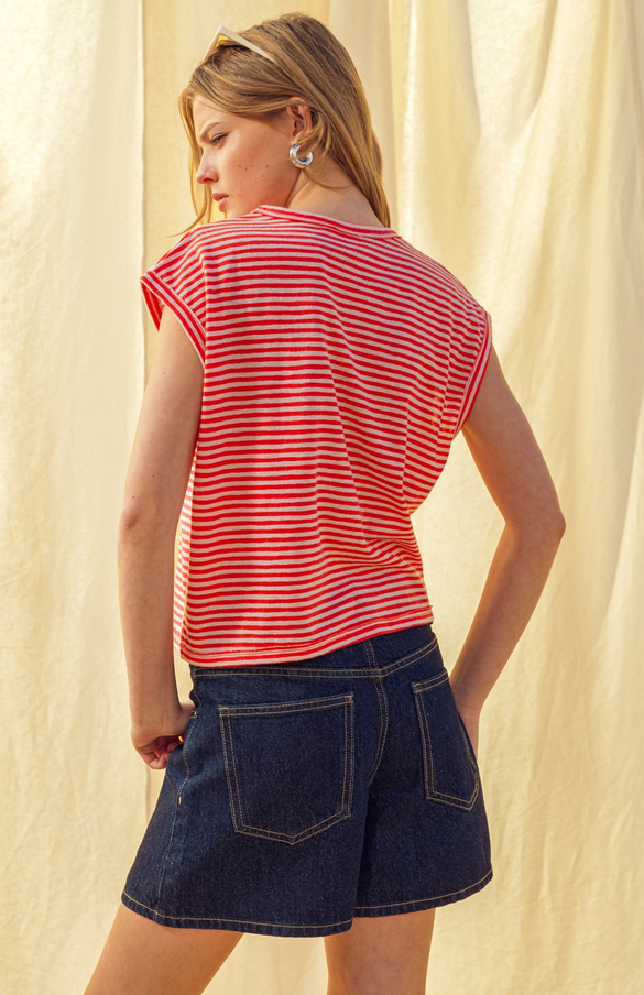 Miou Muse Sleeveless Striped Tee