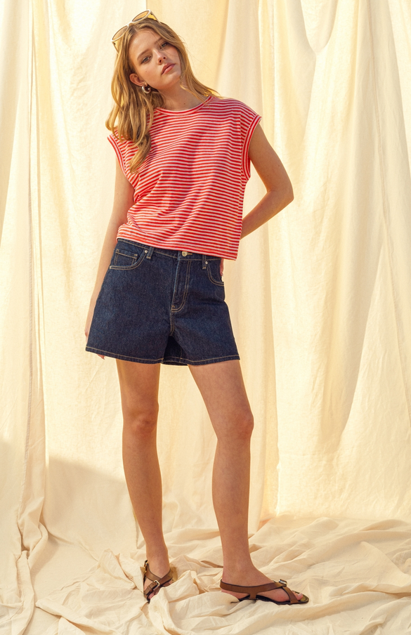 Miou Muse Sleeveless Striped Tee