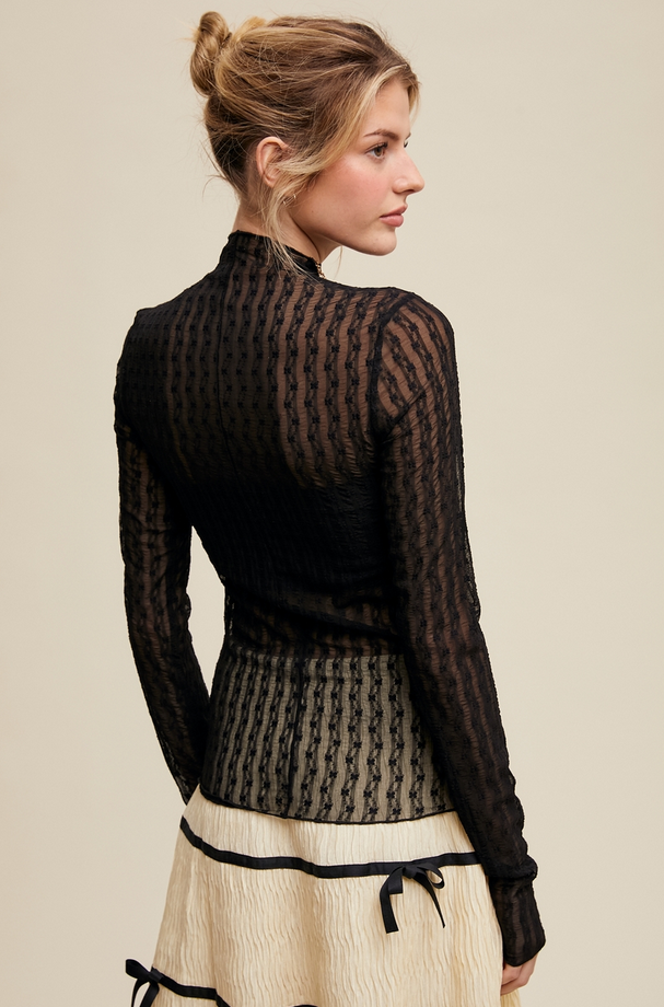 Listicle Textured Lace Layering Top