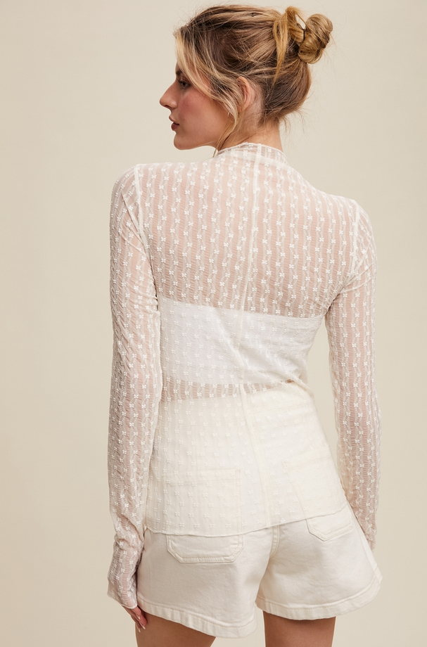 Listicle Textured Lace Layering Top
