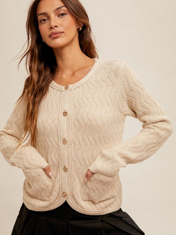 Hem & Thread Chevron Knit Cardigan