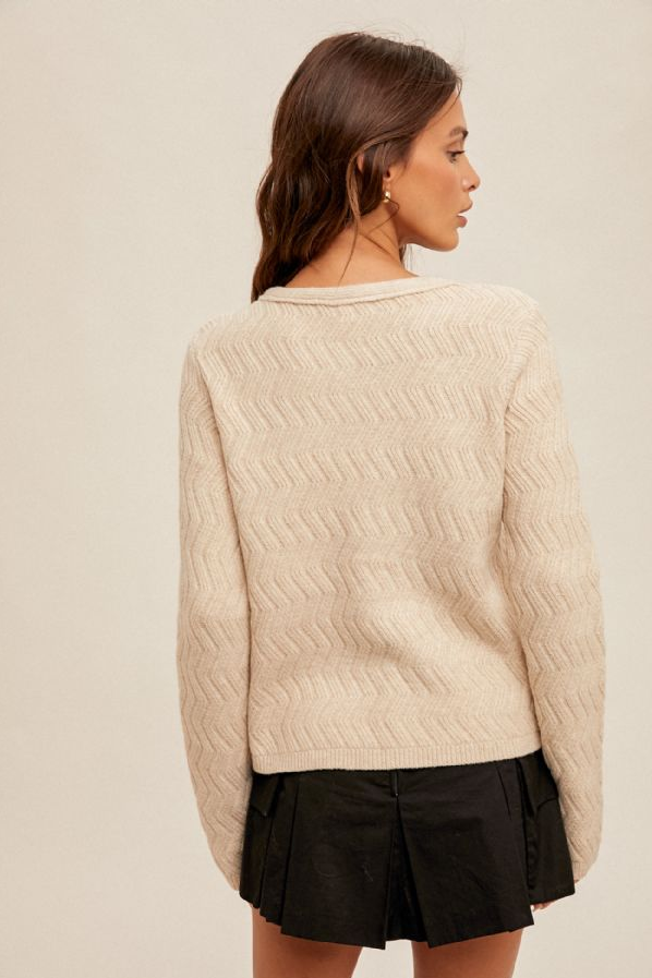 Hem & Thread Chevron Knit Cardigan