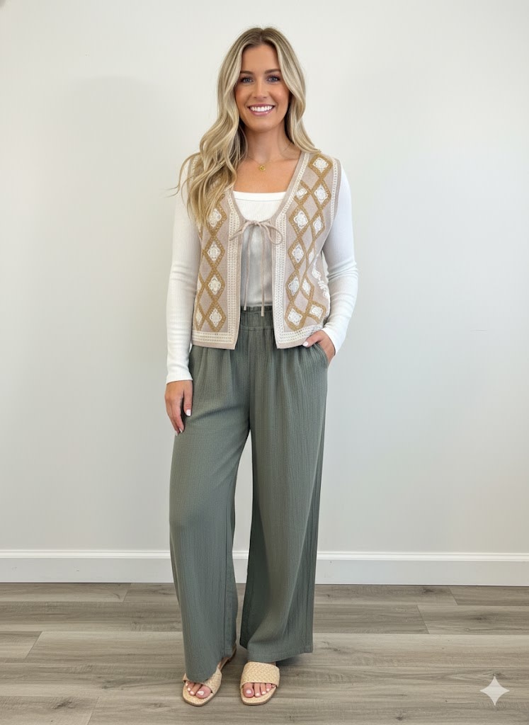 Hem & Thread Embroidered Knit Vest