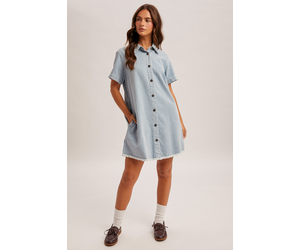Hem & Thread Railroad Stripe Shirt Dress - Fringe Boutique