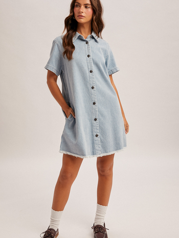 Hem & Thread Railroad Stripe Shirt Dress