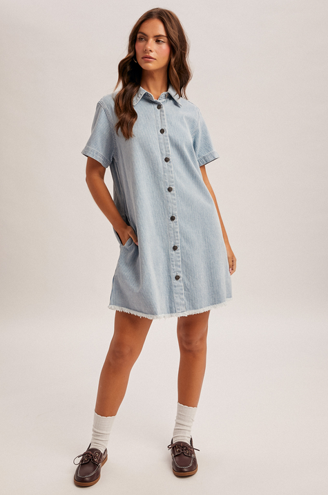 Hem & Thread Railroad Stripe Shirt Dress