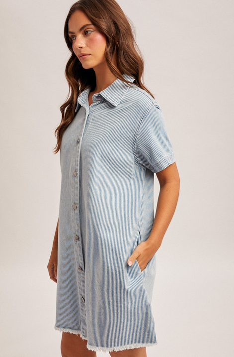 Hem & Thread Railroad Stripe Shirt Dress