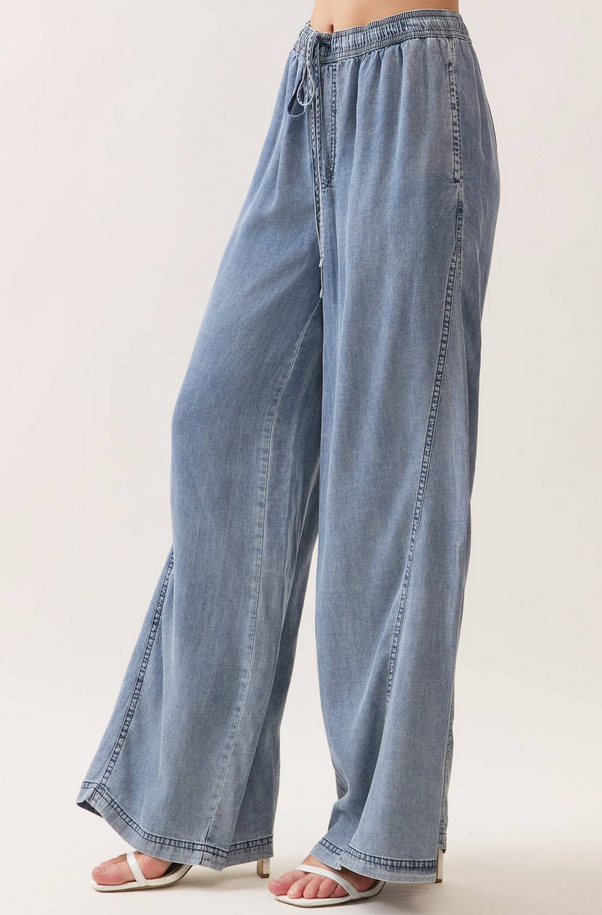 Final Touch Side Panel Chambray Pants