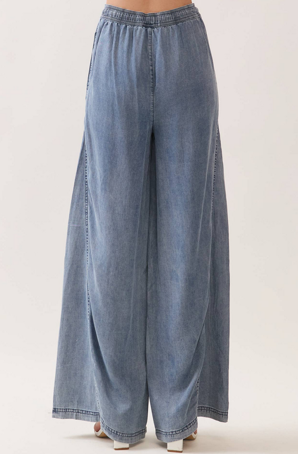 Final Touch Side Panel Chambray Pants