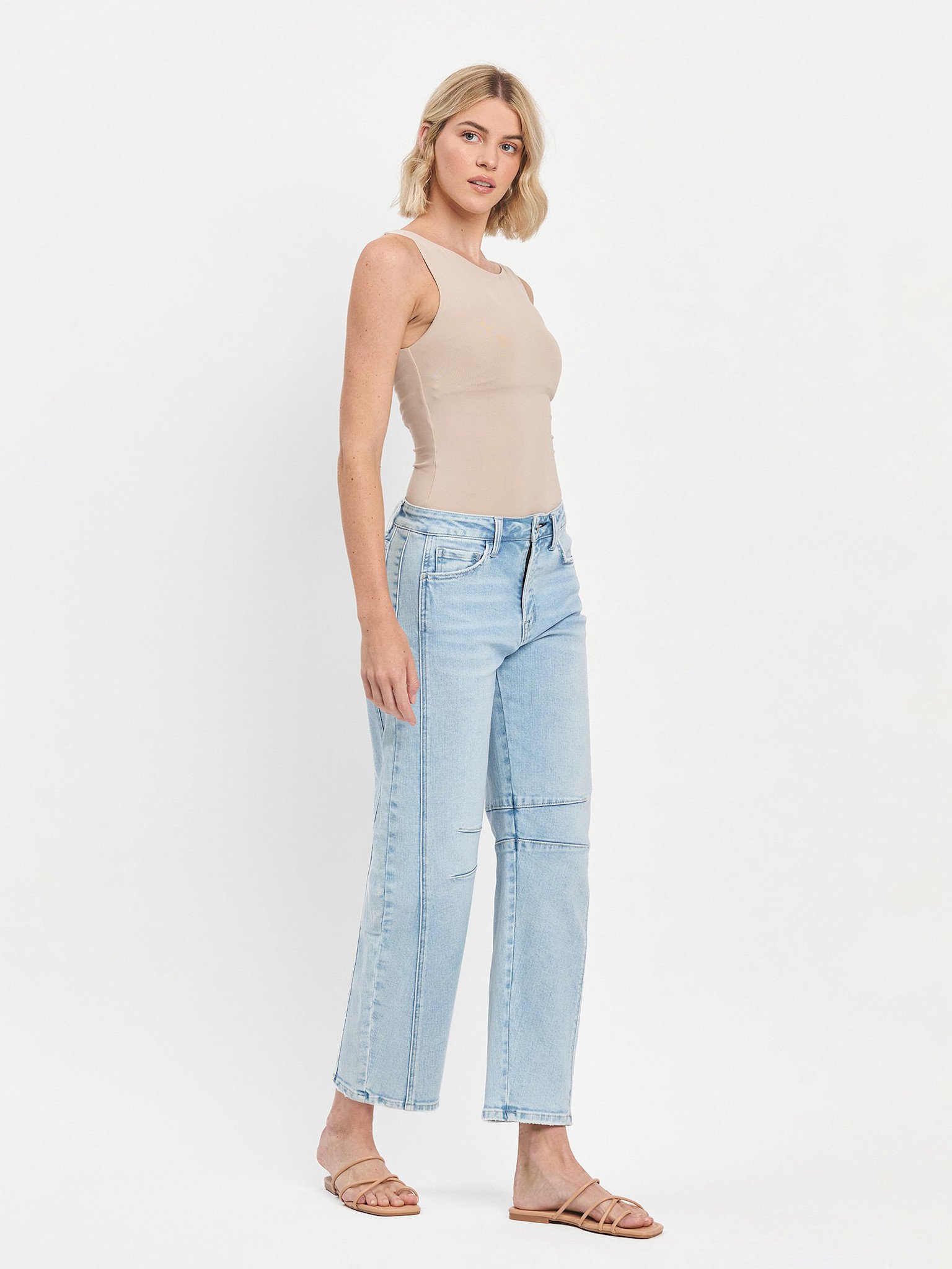 Flying Monkey High Rise Paneled Barrel Jeans
