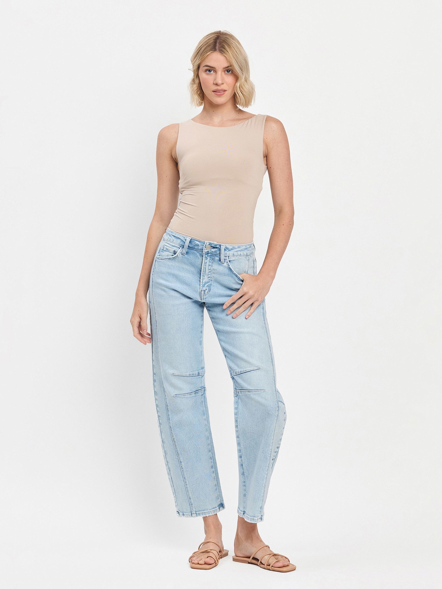 Flying Monkey High Rise Paneled Barrel Jeans