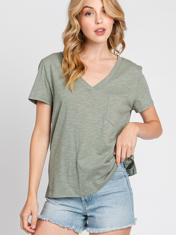 Final Touch V Neck Pocket Tee