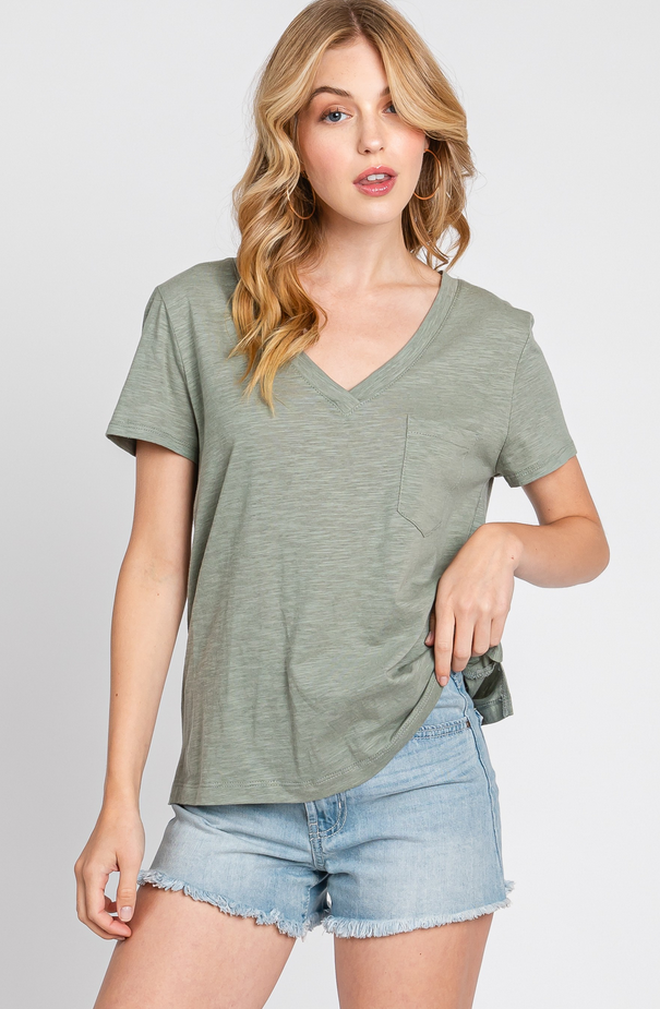Final Touch V Neck Pocket Tee