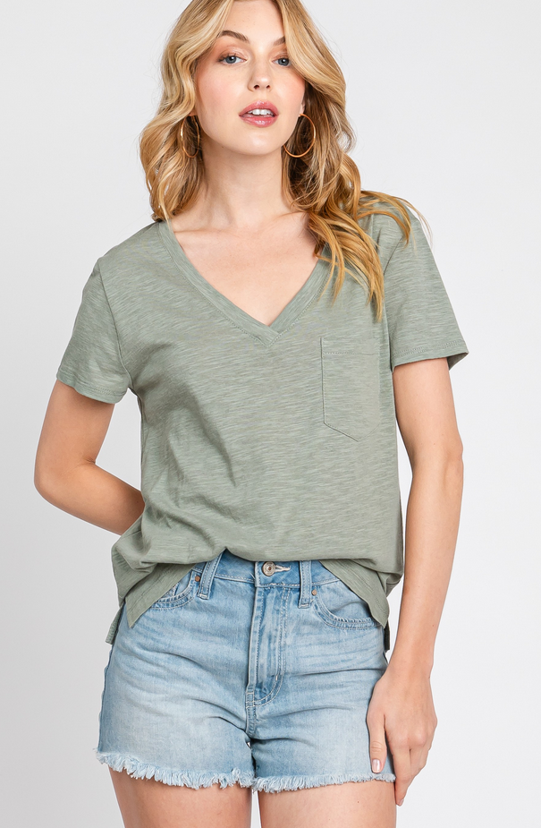 Final Touch V Neck Pocket Tee