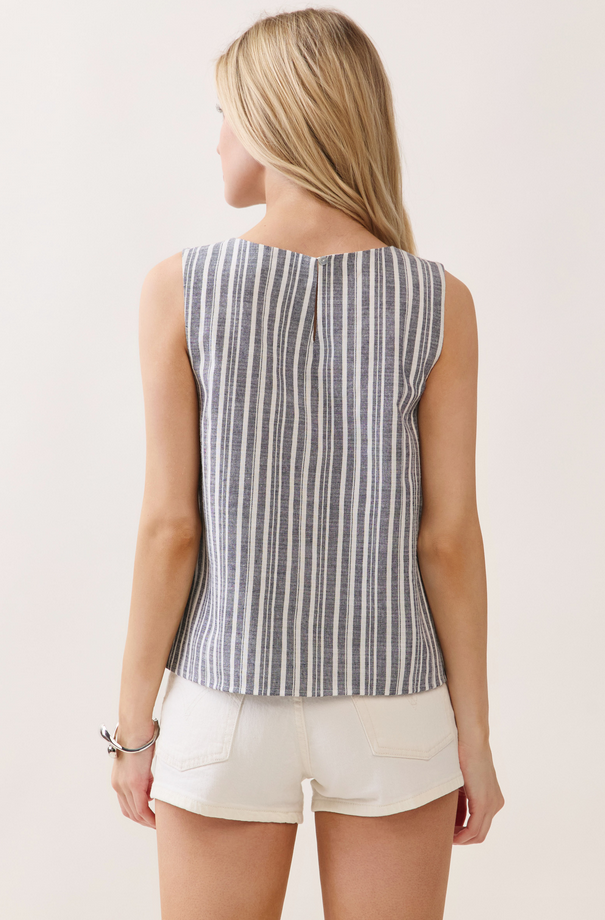 Final Touch Striped Linen Top