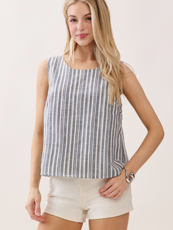 Final Touch Striped Linen Top