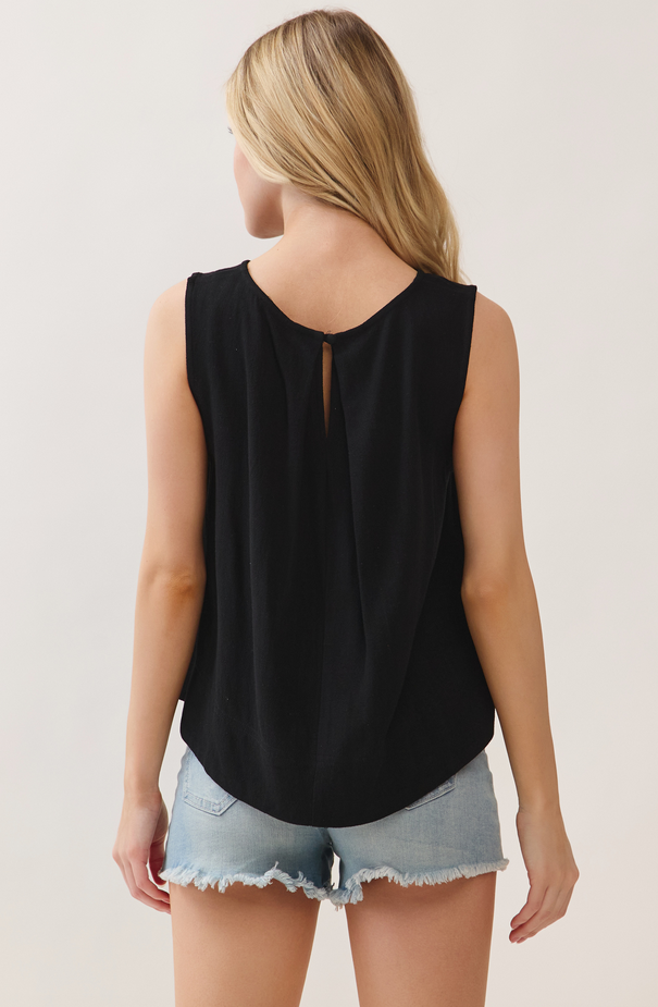 Final Touch Button Back Linen Top