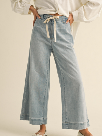 Miou Muse Wide Leg Drawstring Jeans