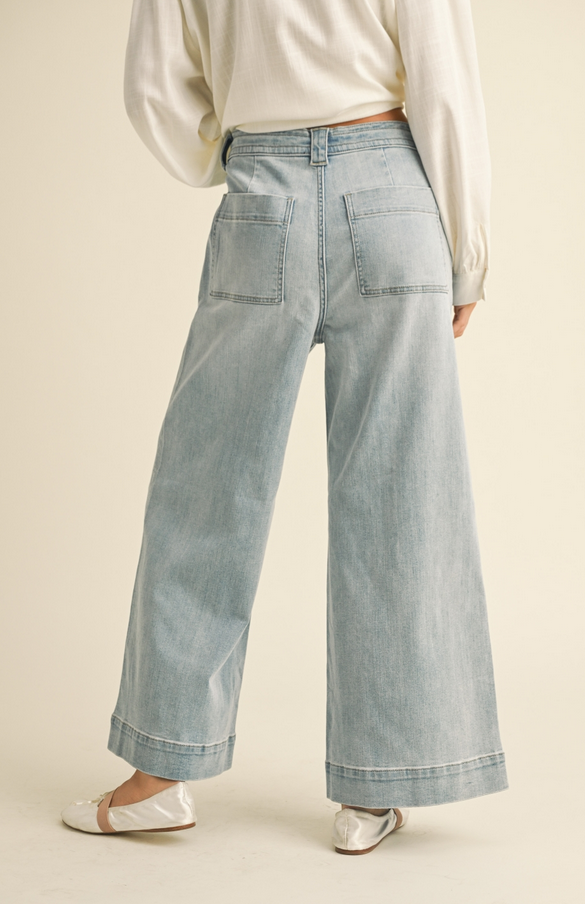 Miou Muse Wide Leg Drawstring Jeans