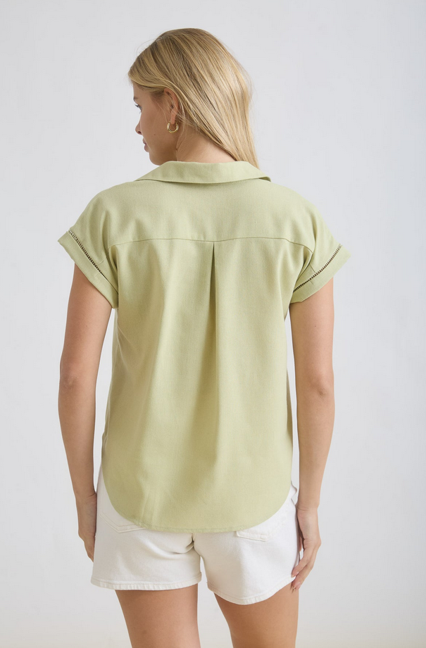 Blu Pepper Crochet Stripe Button Up