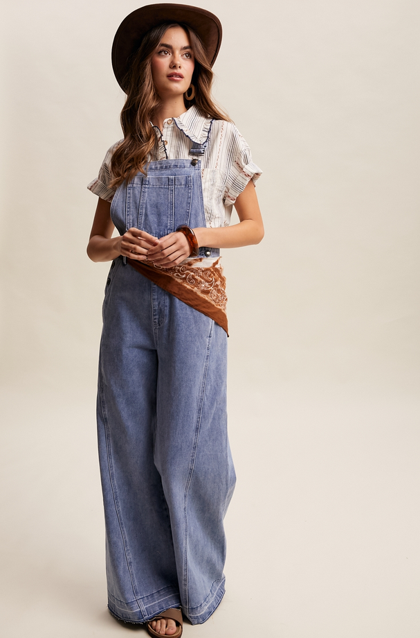Listicle Wide Leg Panel Overalls