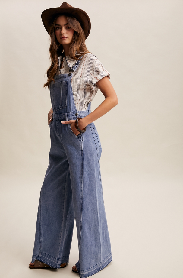 Listicle Wide Leg Panel Overalls