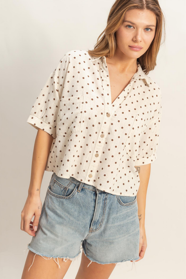 HYFVE Relaxed Polka Dot Button Up