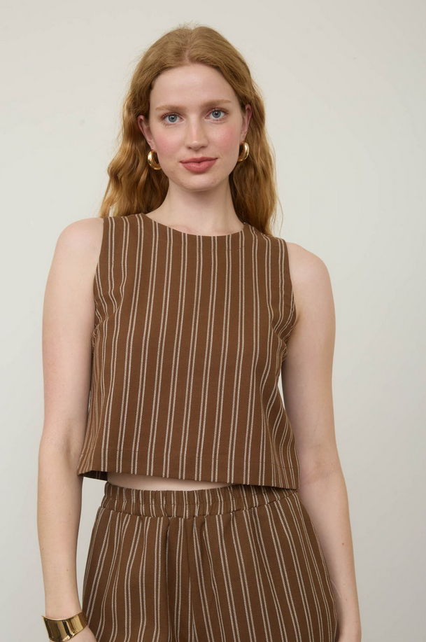 Blu Pepper Double Stripe Button Back Top