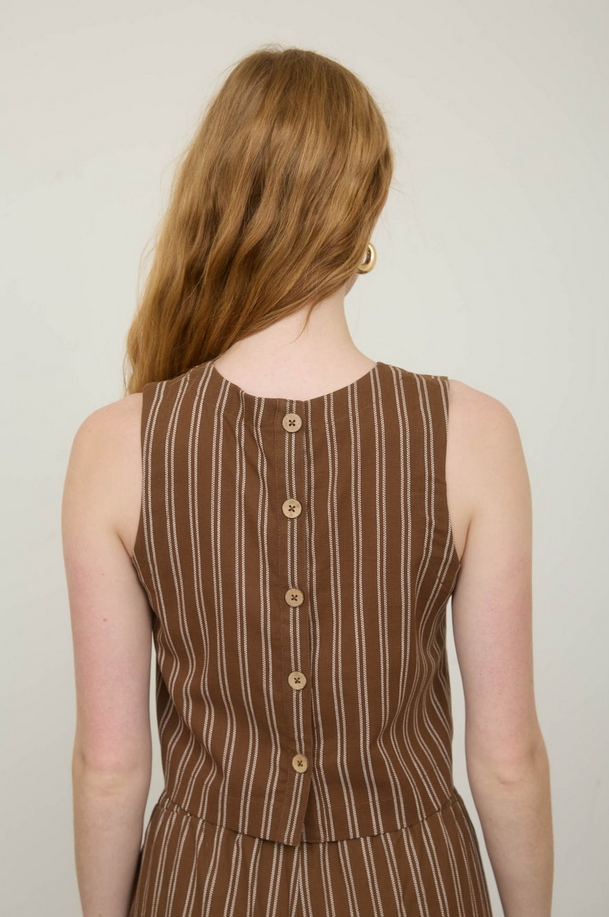 Blu Pepper Double Stripe Button Back Top