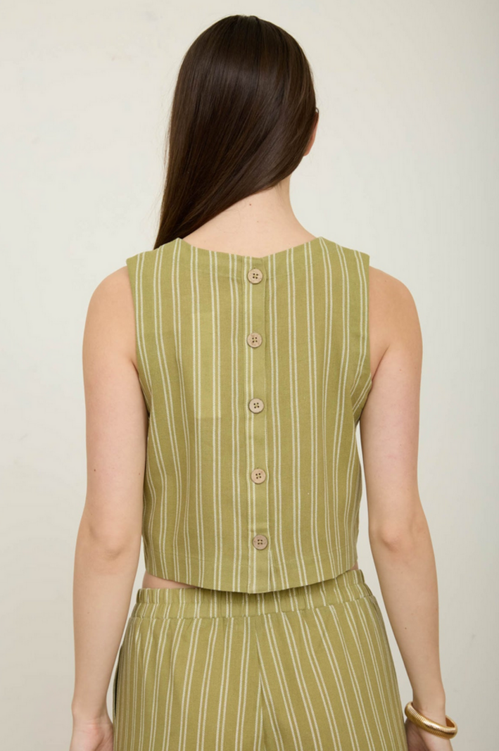 Blu Pepper Double Stripe Button Back Top - Fringe Boutique
