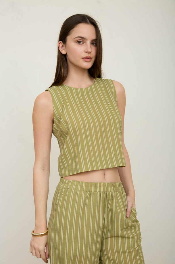 Blu Pepper Double Stripe Button Back Top