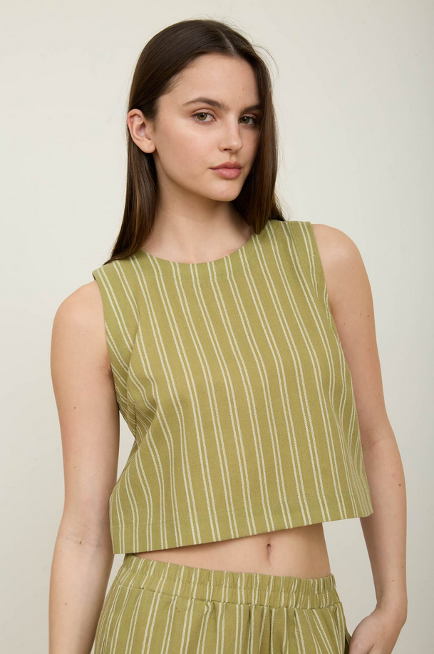 Blu Pepper Double Stripe Button Back Top