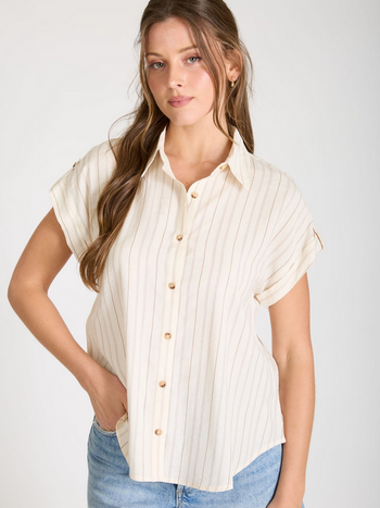 Blu Pepper Striped Short Sleeve Button Up
