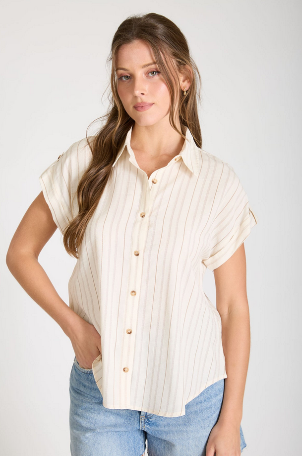 Blu Pepper Striped Short Sleeve Button Up