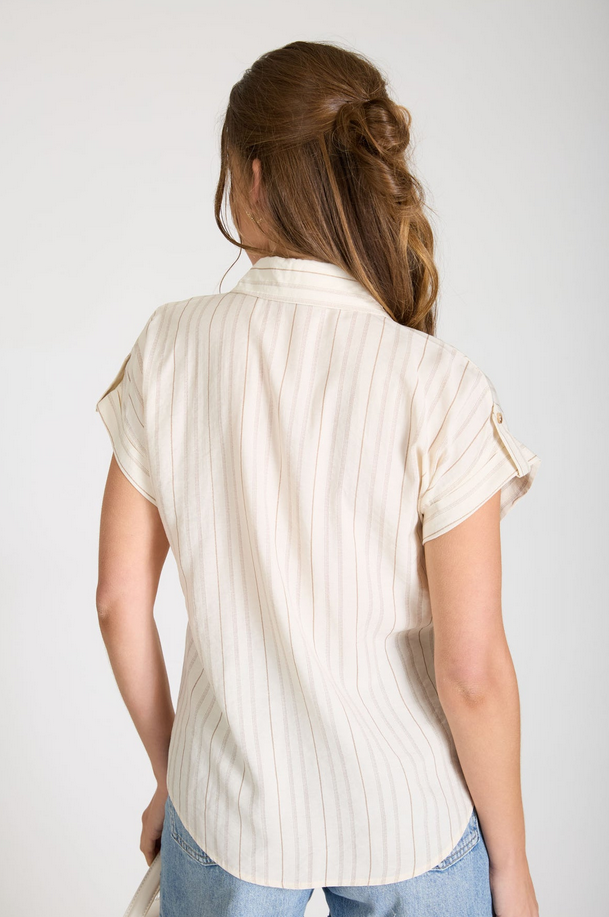 Blu Pepper Striped Short Sleeve Button Up