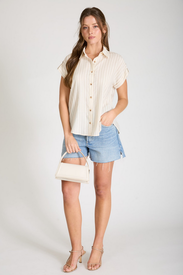 Blu Pepper Striped Short Sleeve Button Up