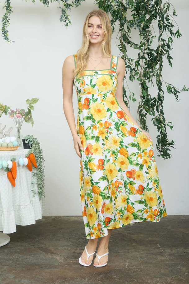 Blu Pepper Floral + Fruit Dress